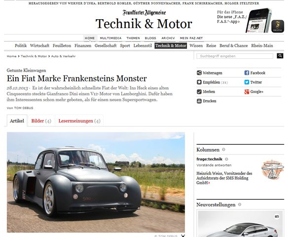 Screenshot FAZ-Website - Fiat 500